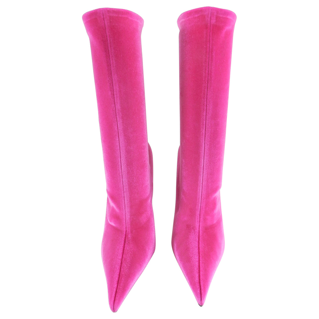 Balenciaga Hot Pink Stretch Velvet Knife Ankle Boots - 40