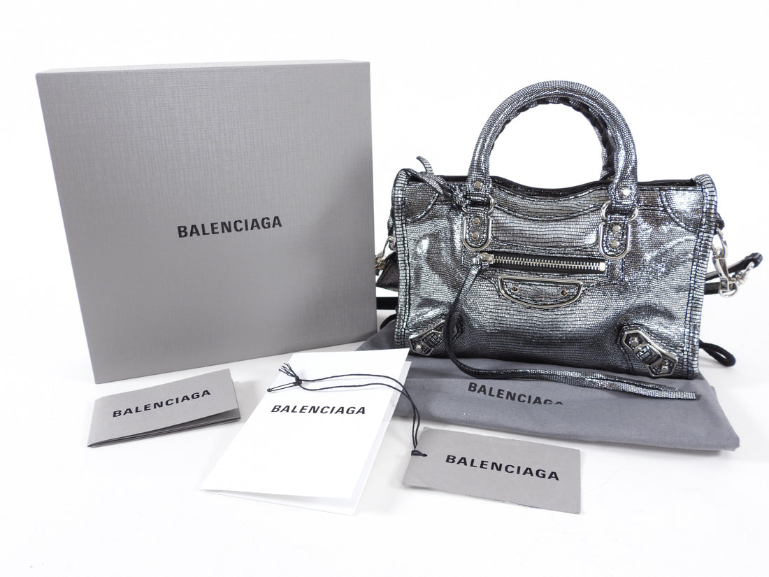 Balenciaga Limited Edition Micro Silver City Crossbody Bag
