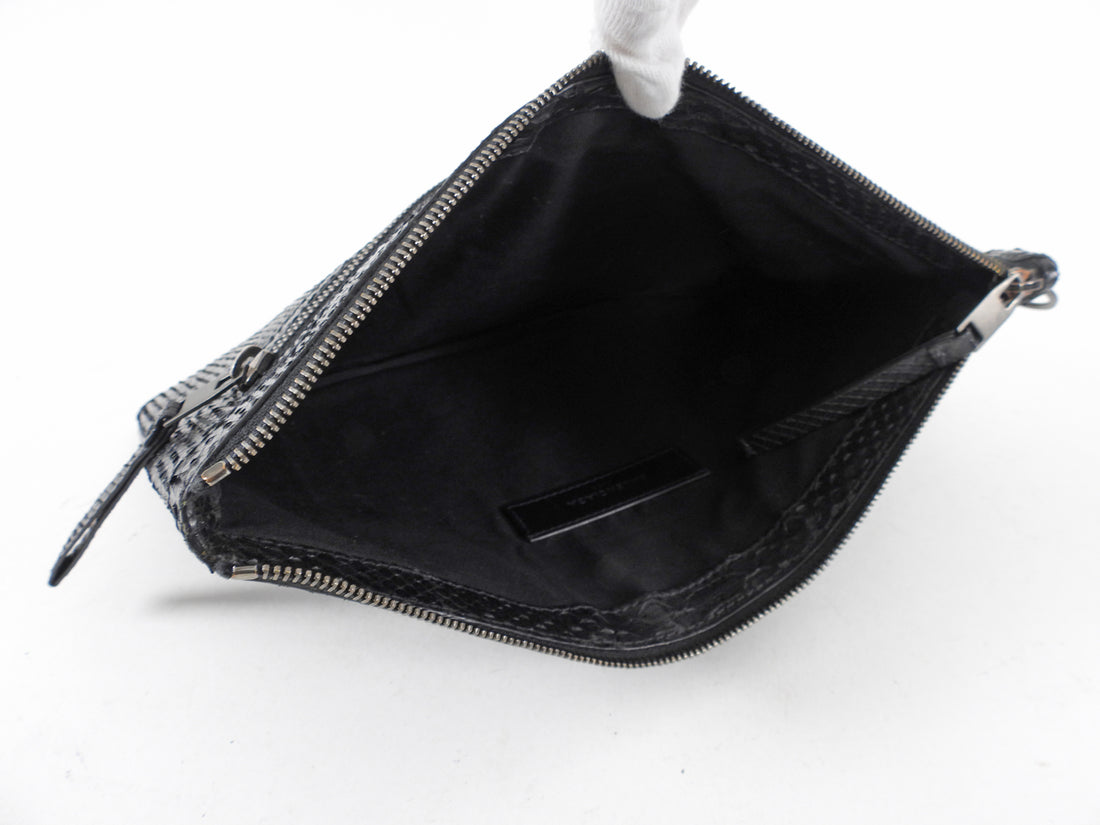 Balenciaga Black Python Arena Classic Clutch Bag