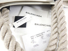 Balenciaga Black Leather Logo Cabas Cord Rope Bag
