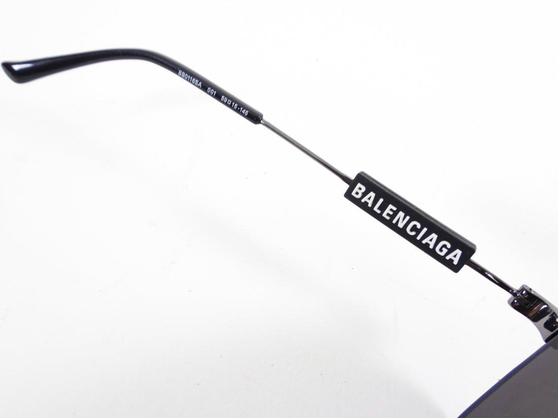 Balenciaga BB0116 Grey Square Logo Sunglasses