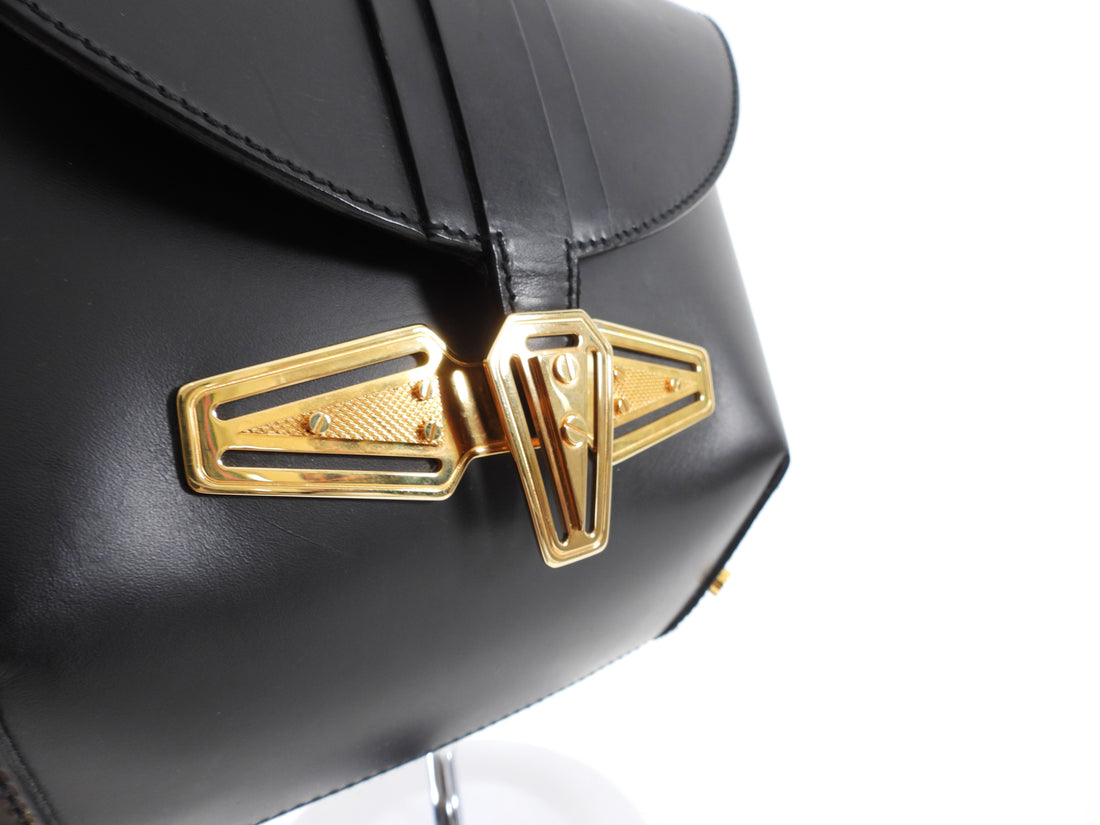 Balenciaga 2007 Black Tron Handbag with Gold Clasp