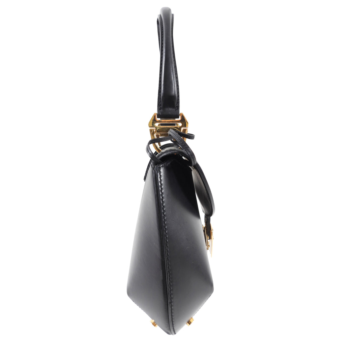 Balenciaga 2007 Black Tron Handbag with Gold Clasp