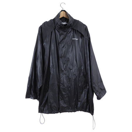 Balenciaga Black Light Nylon Hooded Windbreaker Jacket - FR36