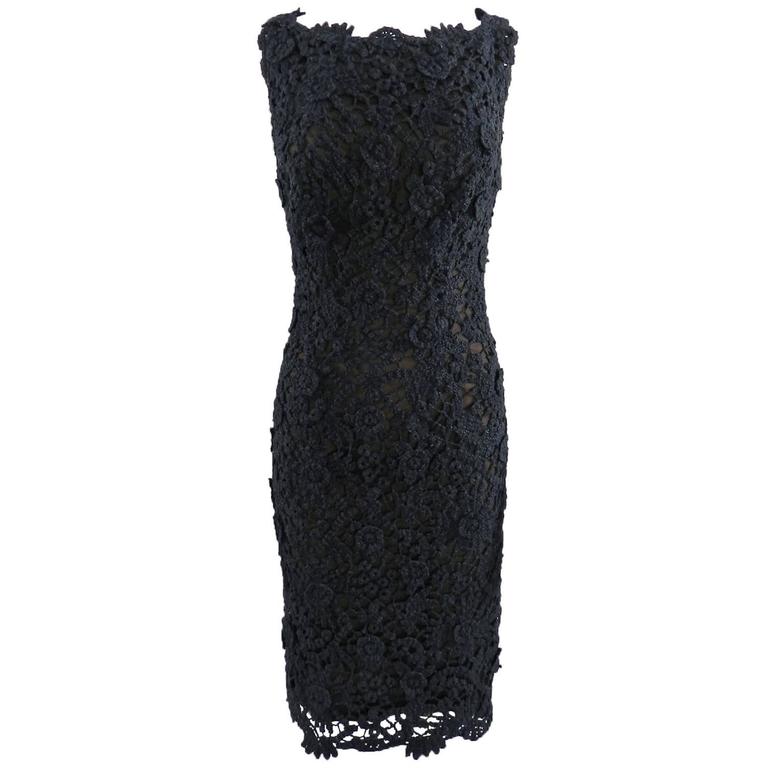 pierre balmain lace dress Pierre Balmain Jeweled Dress Gold Metallic Mesh Lace Cocktail Rhinestone Crystal Beaded Couture Long Sleeve French Couture Cocktail Gown