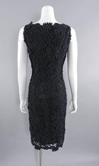 Pierre Balmain Haute Couture by Oscar de La Renta Black Lace Dress 1990's