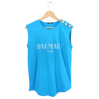 Balmain Blue and Gold Logo Tank Top - S (4/6)