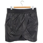Balmain Black Leather Wrap Short Mini Skirt - 12