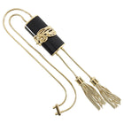 Balmain Gold Fringe Chain and Black Enamel Minaudiere Evening Bag