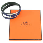 Hermes Navy Leather Behapi Double Tour Bracelet in Box