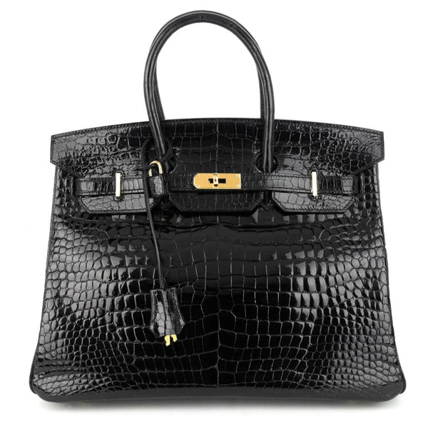 Hermes Black Porosus Crocodile Birkin 35 GHW – I MISS YOU VINTAGE