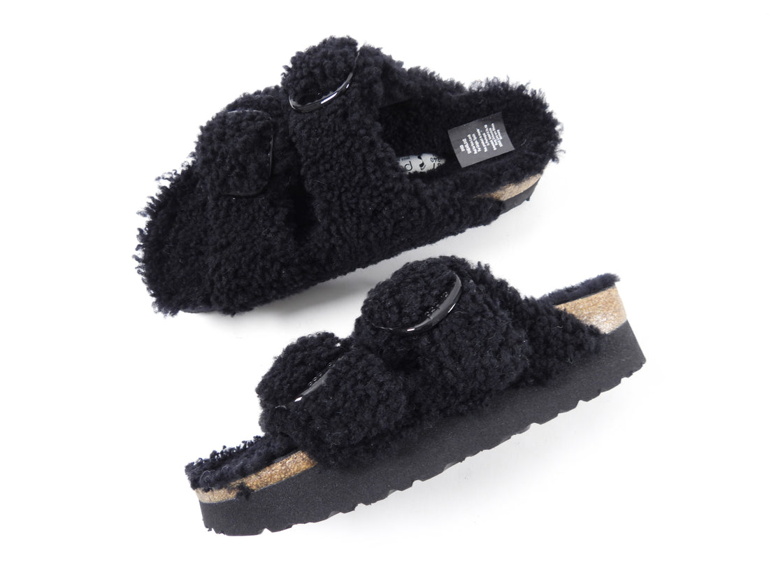 Papillio By Birkinstock Black Shearling Sandals - 37