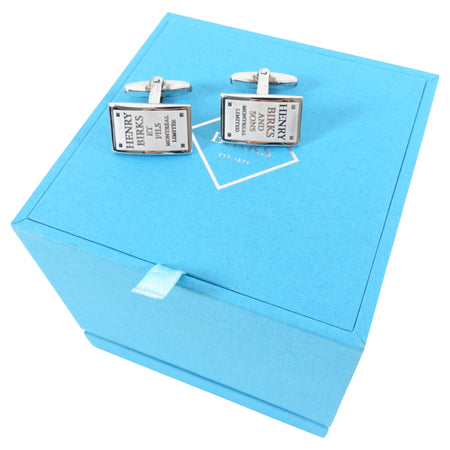 Birks Sterling Silver Logo Plaque Cufflinks