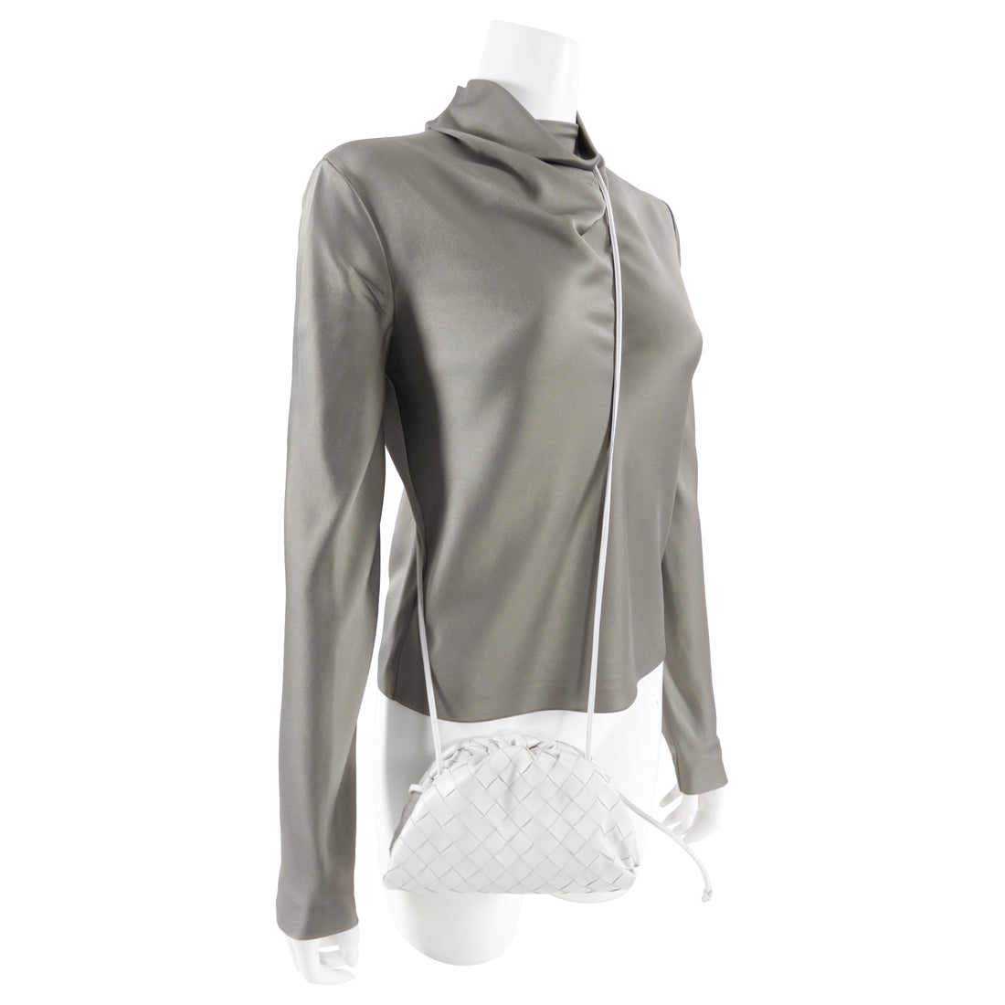 Bottega Veneta The Mini Pouch Bag in White Leather Intrecciato — UFO No More