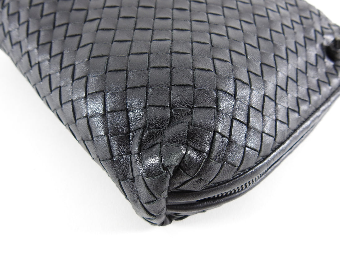 Bottega Veneta Black Nodini Intrecciato Leather Pillow Crossbody Bag