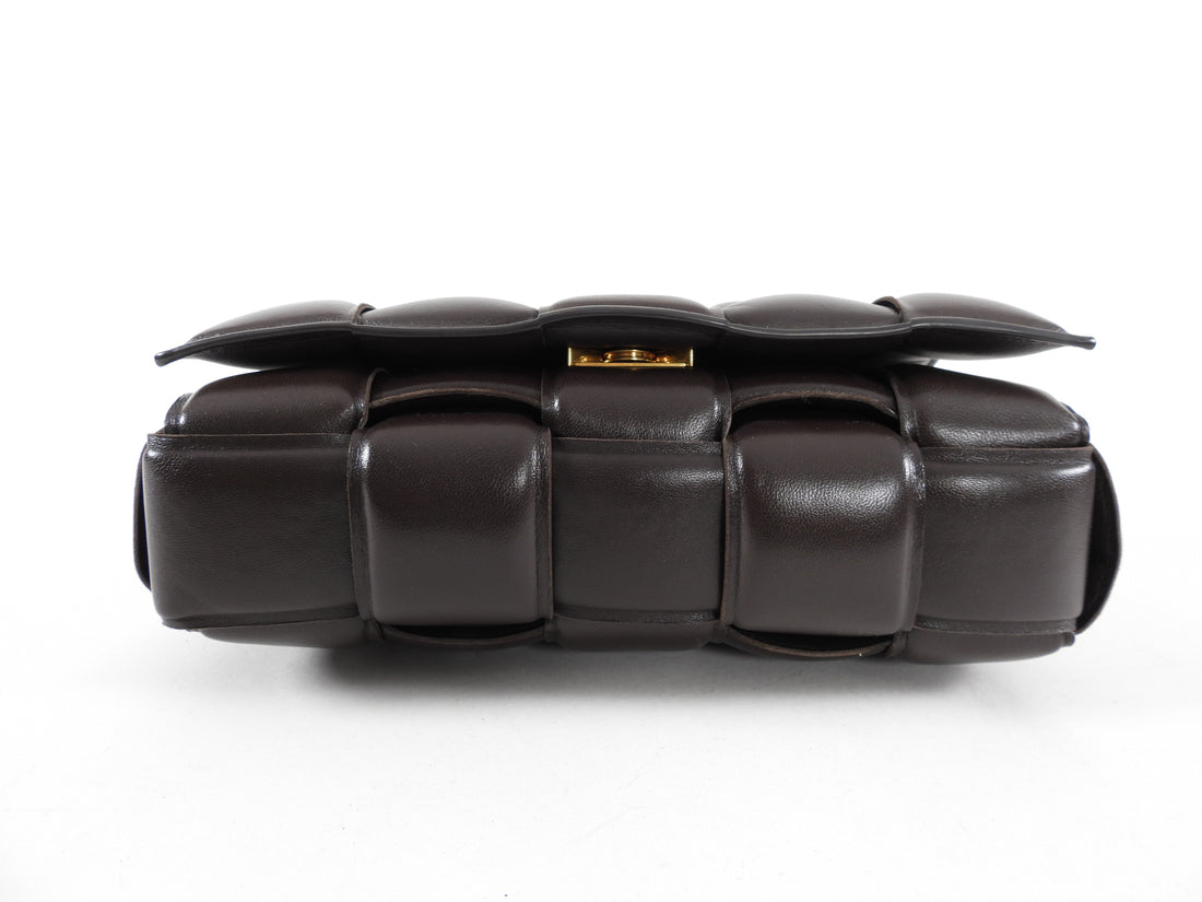 Bottega Veneta Padded Casette Chain Dark Brown Leather Bag 