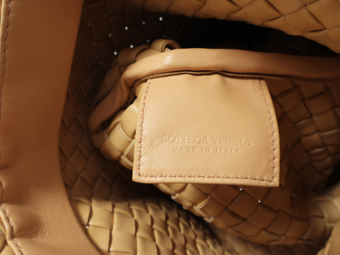 Bottega Veneta Almond Intrecciato Leather Criss Cross Clutch Bag