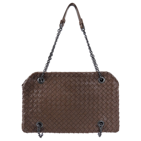 Bottega Veneta Brown Intrecciato Leather Duo Bag