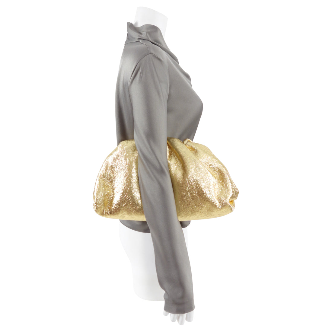 Leather Bag Oversized Gold Clutch Bag Bottega Veneta Gold Oro