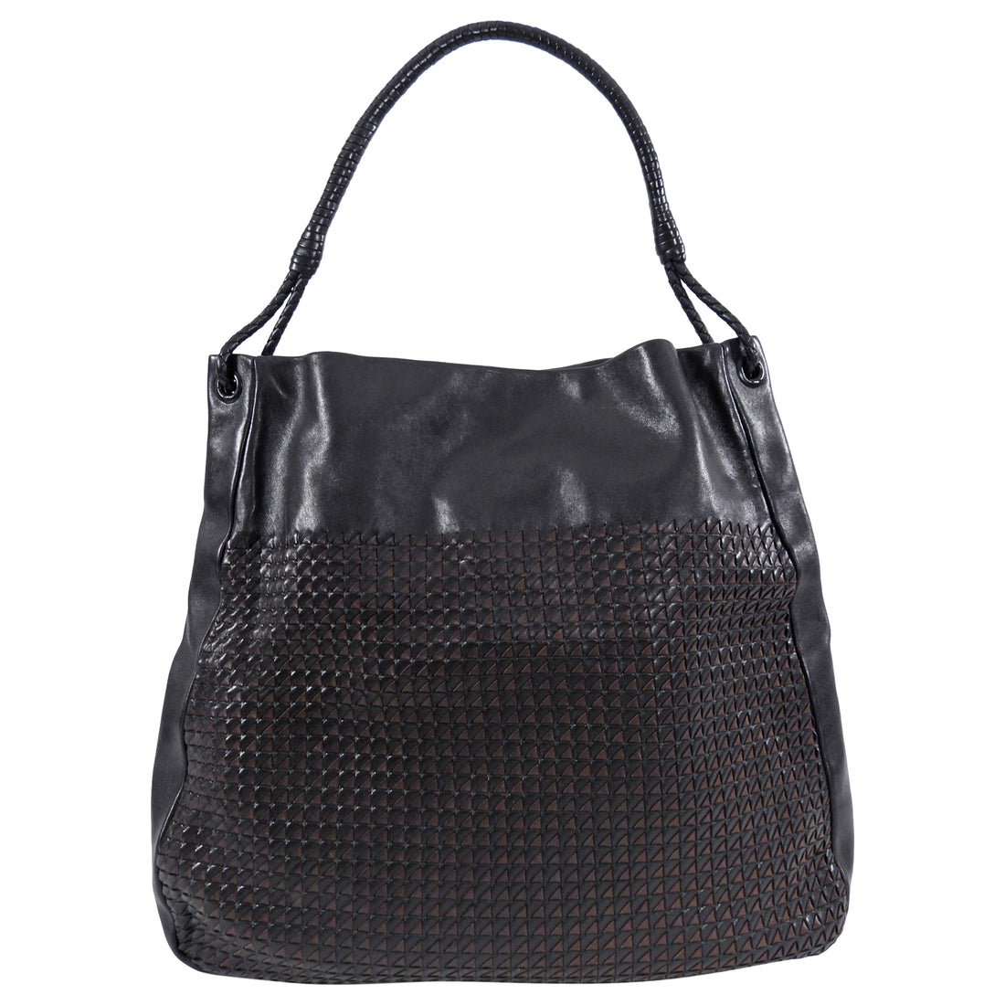 Bottega veneta black outlet woven leather bag