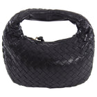 Bottega Veneta Vintage Black Intrecciato Leather Mini Hobo Bag