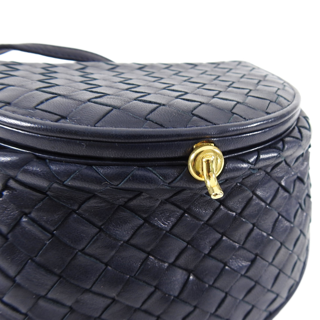 Bottega Veneta Vintage Navy Intrecciato Leather Small Creel Crossbody Bag