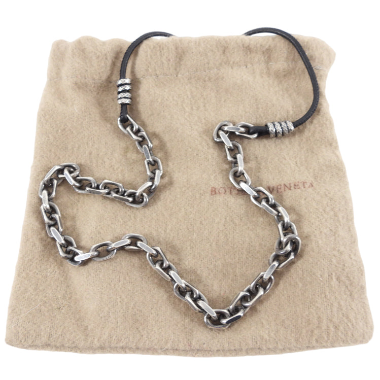 Bottega Veneta Sterling Silver Chain Necklace on Cord