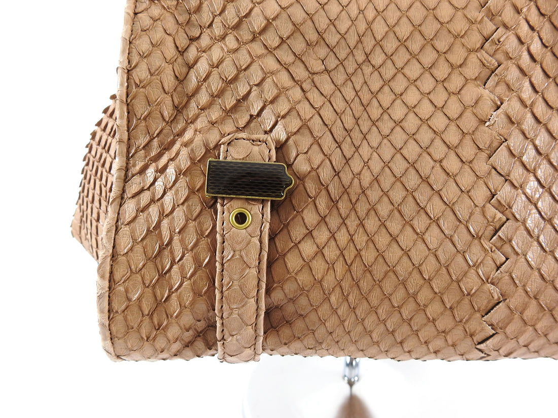 gray python pattern handbag | nkd naked italian bags... Bottega Veneta Dark Nude Python Double Handle Bag – I MISS YOU VINTAGE