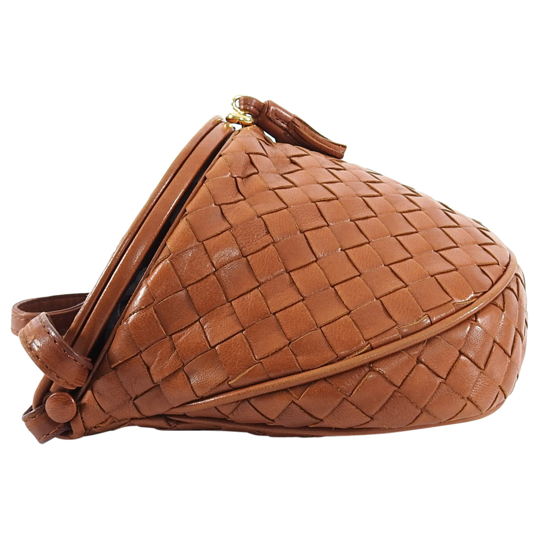 Bottega Veneta Vintage Tan Intrecciato Leather Small Creel Crossbody Bag