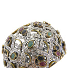 Rose Cut Diamond, Emerald, Ruby, Sapphire, Brass Hinged Statement Bracelets