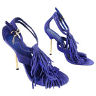 Brian Atwood Purple Blue Suede Fringe Sandals - USA 9.5