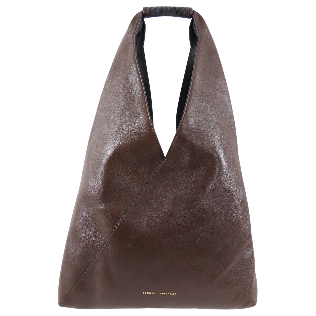 Brunello Cucinelli Brown Leather Monili Detail Shoulder Bag