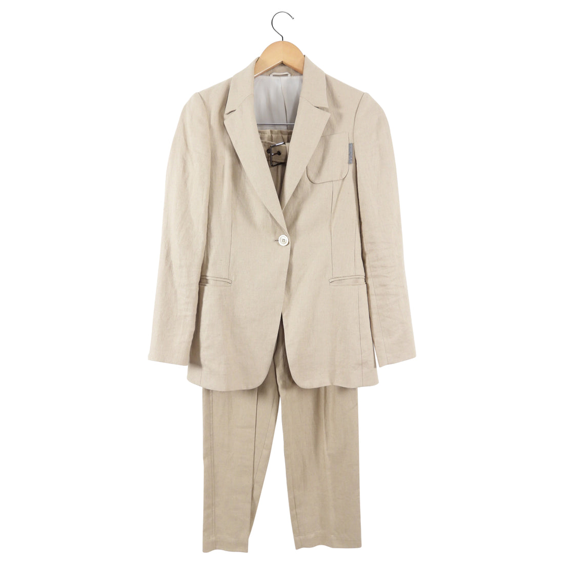 Brunello Cucinelli Natural Beige Linen Pants Suit - XS