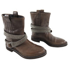 Brunello Cucinelli Brown Bead Combat Ankle Boots - 38
