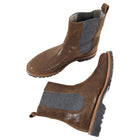 Brunello Cucinelli Brown Leather and Grey Knit Ankle Boots - 38