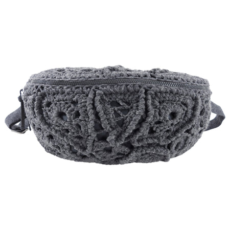 Brunello Cucinelli Grey Cashmere Crochet Body / Belt Bag