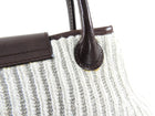 Brunello Cucinelli White Knit and Brown Leather Pochette Bag