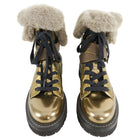Brunello Cucinelli Gold Shearling Combat Boots - 37
