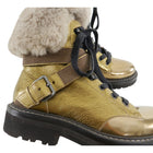 Brunello Cucinelli Gold Shearling Combat Boots - 37