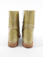 Brunello Cucinelli Khaki Green Patent Combat Ankle Boots - 36 / USA 5.5