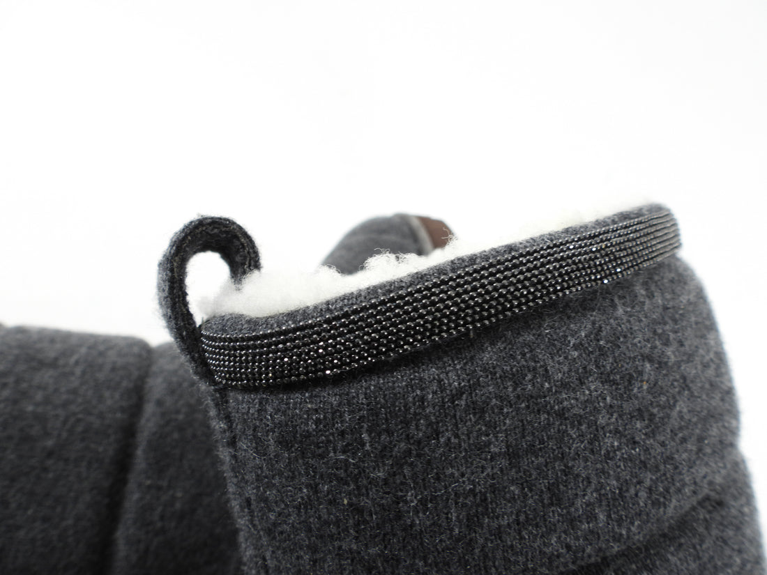 Brunello Cucinelli Grey Cashmere Knit Monili Puffy Boot - 36.5