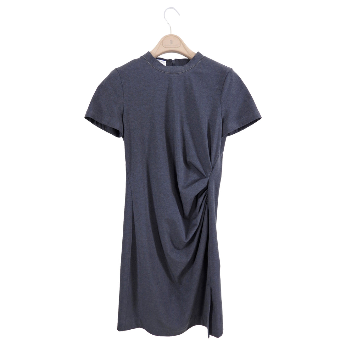 Brunello Cucinelli Grey Jersey Short Sleeve Dress - S / 6