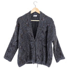 Brunello Cucinelli Grey Chunky Sequin Knit Cardigan Sweater - XS / S