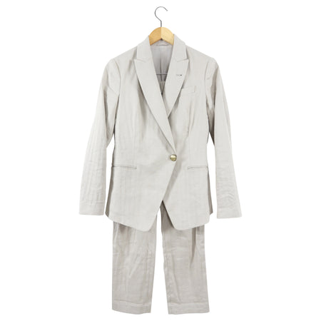 Brunello Cucinelli Natural Linen Pants Suit - USA 4