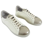 Brunello Cucinelli Ivory and Pewter Metallic Low Sneakers - 37