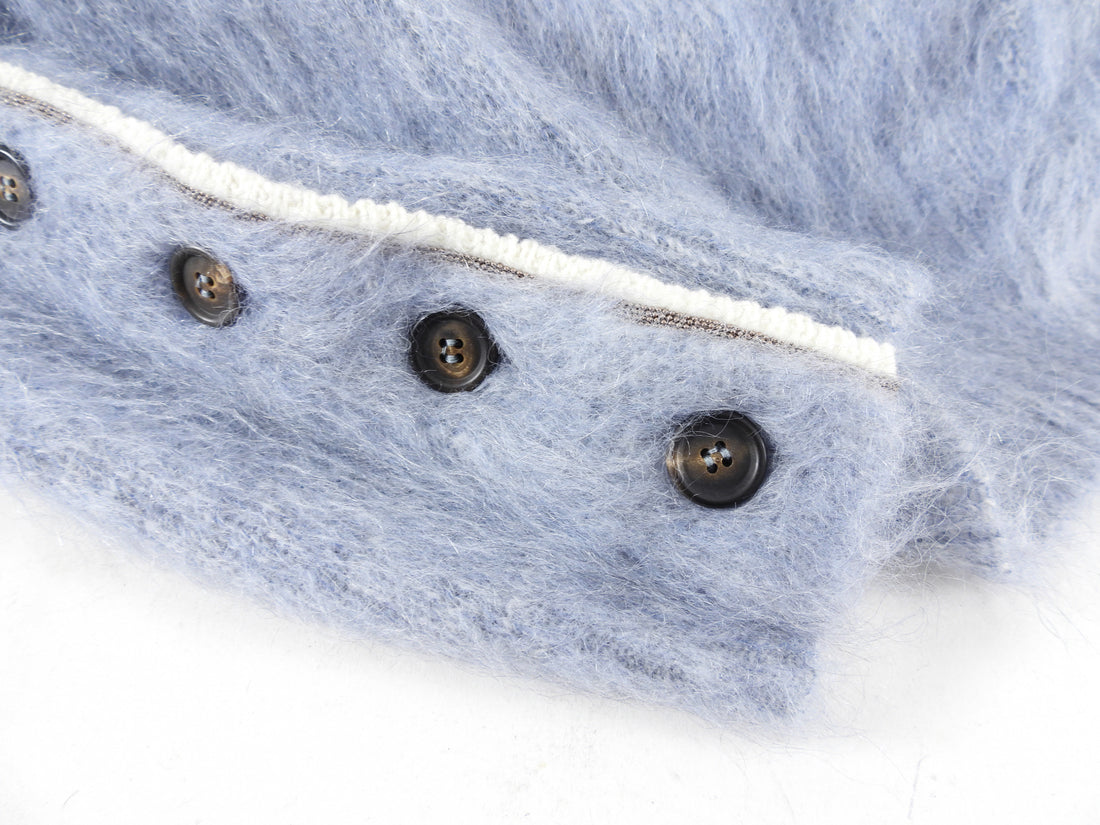 Brunello Cucinelli Pale Blue Monili Bead Mohair Cardigan Sweater - M