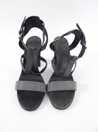 Brunello Cucinelli Grey Bock Heel Monili Sandals - 40 / 9.5