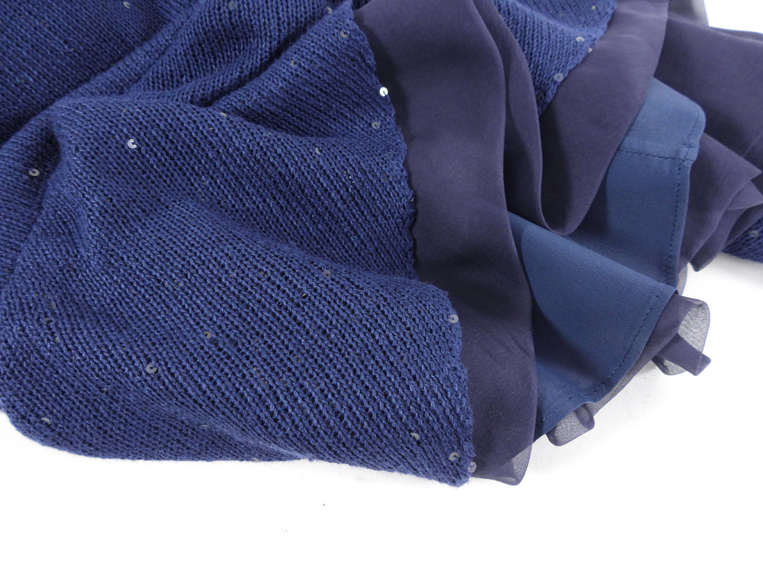 Brunello Cucinelli Navy Knit Sleeveless Zip Dress - M