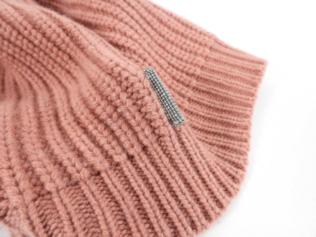 Brunello Cucinelli Quartz Pink Cashmere Knit Toque Hat