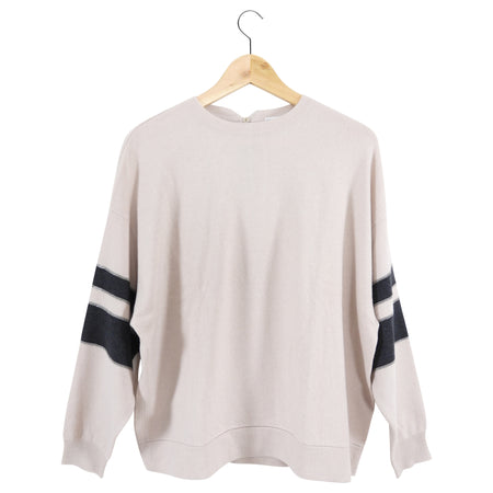 Brunello Cucinelli Pale Pink Cashmere Band Sleeve Sweater - S